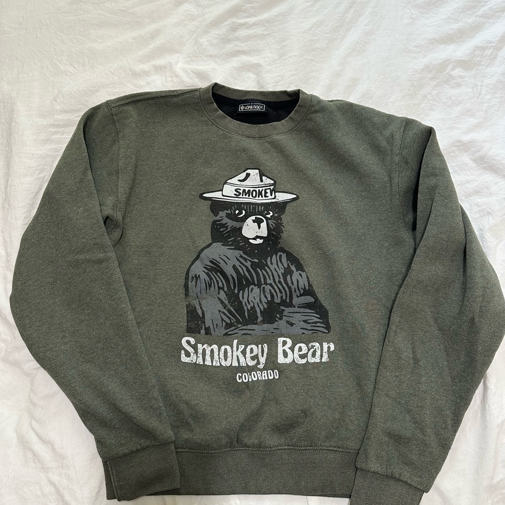 Smokey Bear Graphic Women's Sweatshirt - Dark Green